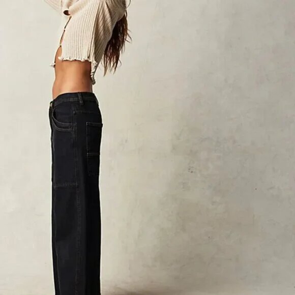 Free People We the Free Piper Mid Rise Crop Wide Leg Jeans NWT Size 26 - Picture 2 of 12